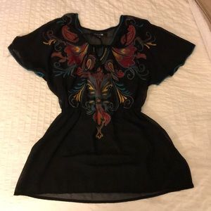 Beautiful! Embroidered swim suit cover up/blouse